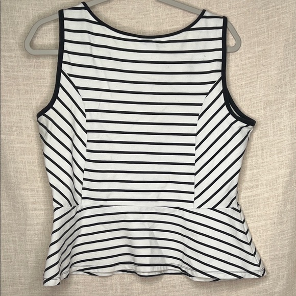 Ann Taylor Peplum Black and White Striped Tank Top - Picture 4 of 4